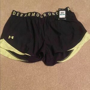 Under Armour Black and Yellow Women's Shorts